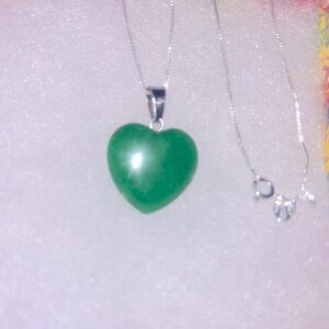 Hippie Boho Malaysian Jade Heart ❤️ Sterling Silver 16” Neck…
